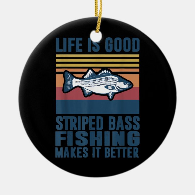 Gestreifter Bass Fishing Gaben Salzwasserfisch ges Keramik Ornament (Vorne)
