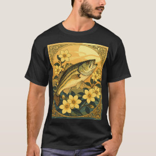 Gestreifter Bass Rockfish und gelbe Jasminblüten T-Shirt