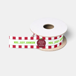 Gestreifter bester Lehrer-personalisiertes Band Satinband