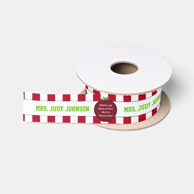 Gestreifter bester Lehrer-personalisiertes Band Satinband (Spule)