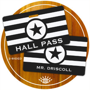 Gestreifter Chic Star-Hall-Pass für Lehrer Ausweis
