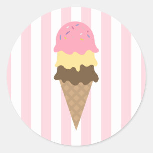 Gestreifter Eiscreme-Kegel-Rundaufkleber (5) Runder Aufkleber