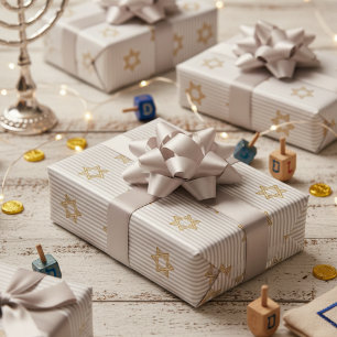 Gestreifter hellsilberner jüdischer Davidstern Geschenkpapier