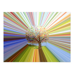 Gestreifter Herbstbaum Abstrakte Kunst Fotodruck