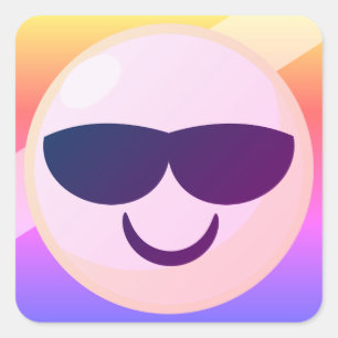 Gestreifter Hintergrund coole Emoji Quadratischer Aufkleber