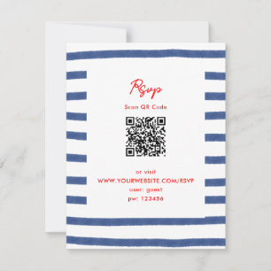 Gestreifter Leuchtturm Rot Blau Ostküste Hochzeit RSVP Karte