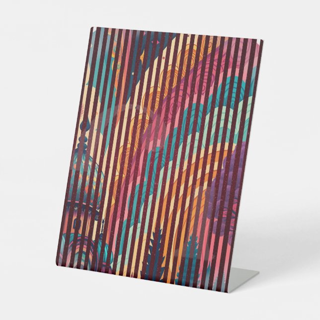 Gestreifter Märchen-Podestdisplay – Anpassbar Sockelschild (Vorderseite)