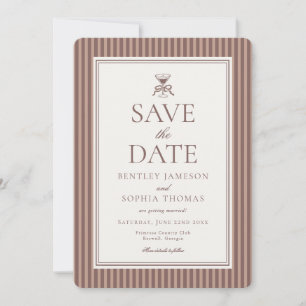 Gestreifter Mocca Brauner Espresso Save the Date Einladung