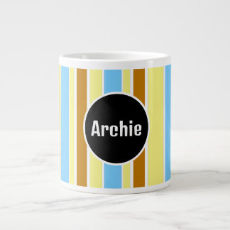 gestreifter personalisierter Monogramm-Becher Jumbo-Tasse