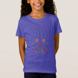 Gestreifter Pyjama-Tintenfisch – Neon-Kopffüßer-Ku T-Shirt