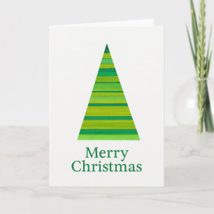 Gestreifter Wasserfarben-Weihnachtsbaum Karte