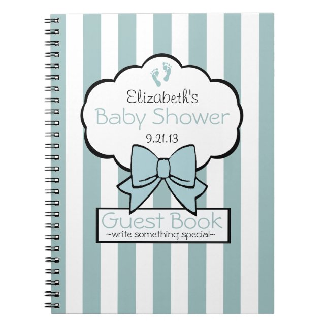 Gestreiftes Babyparty-Gast-Buch Notizblock (Vorderseite)