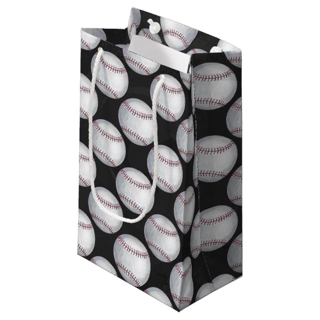 Gestreiftes Baseballmuster Kleine Geschenktüte (Vorderseite Schrägansicht)