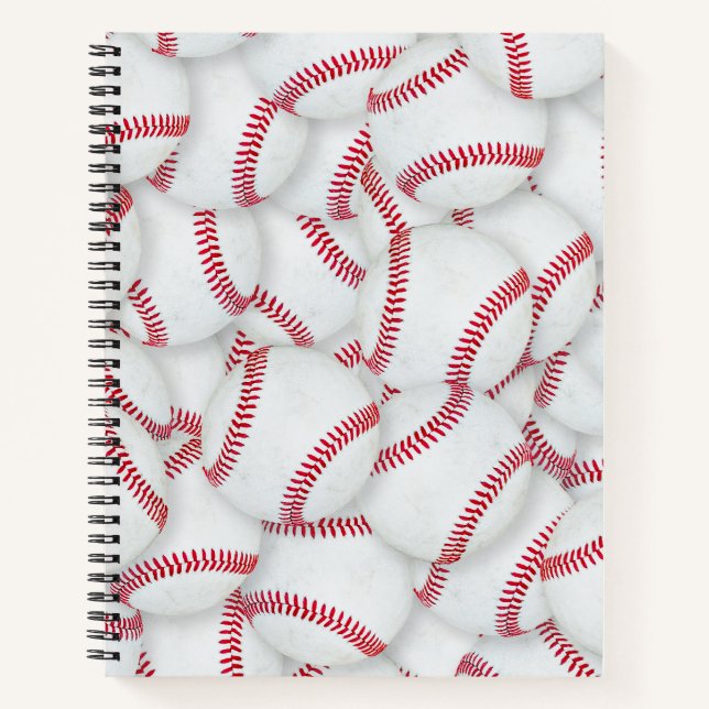 Gestreiftes Baseballs-Muster Notizbuch (Vorderseite)