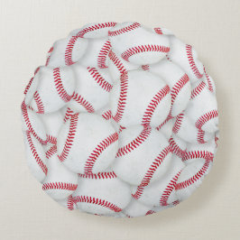 Gestreiftes Baseballs-Muster Rundes Kissen