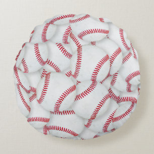 Gestreiftes Baseballs-Muster Rundes Kissen