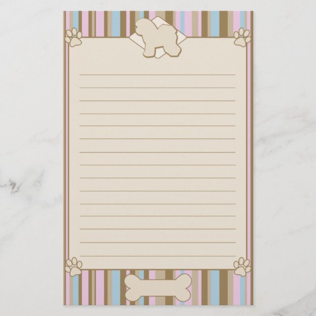 Gestreiftes Bichon Frise Briefpapier (Vorderseite)