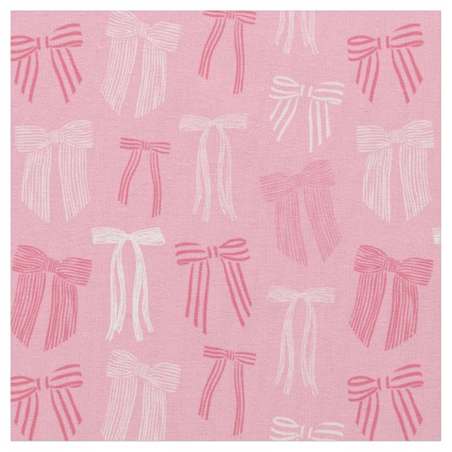 Gestreiftes Coquette-Bogen auf rosa Stoff (Nahaufnahme)