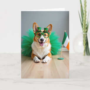 Gestreiftes Corgi-St.-Patricks-Karte Karte