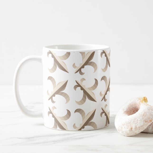 Gestreiftes Fleur-de-Lis-Muster Kaffeetasse (Mit Donut)