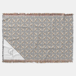 Gestreiftes Fleur-de-lis-Muster Monogramm Decke