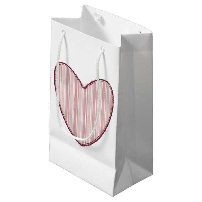 Gestreiftes Herz Kleine Geschenktüte (Vorderseite Schrägansicht)