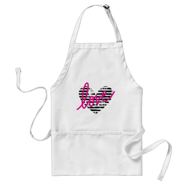 Gestreiftes Herz Liebe Design Schürze (Vorne)