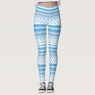 Gestreiftes Himmelblau-Muster mit Sternen Leggings