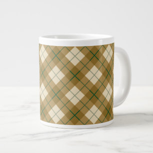 Gestreiftes Karo in Gold mit grünem Streifen Jumbo-Tasse