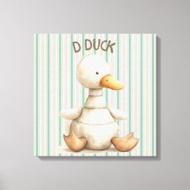 Gestreiftes Kinderzimmer mit Duck & D Duck Accent Leinwanddruck (Vorderseite)