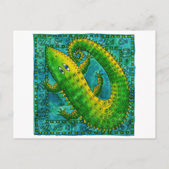 Gestreiftes Krokodil Postkarte (Vorderseite)
