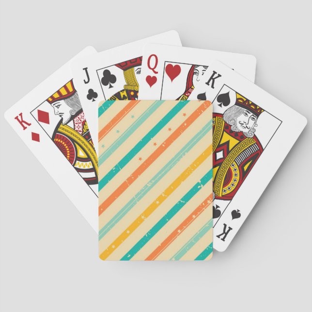 Gestreiftes Muster des Retro Schmutzes Spielkarten (Rückseite)