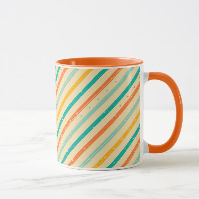 Gestreiftes Muster des Retro Schmutzes Tasse (Rechts)