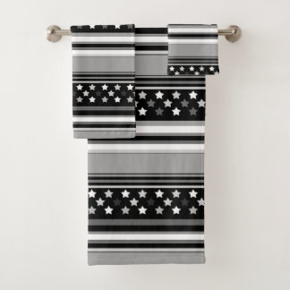 Gestreiftes Muster horizontal mit Sternen Badhandtuch Set
