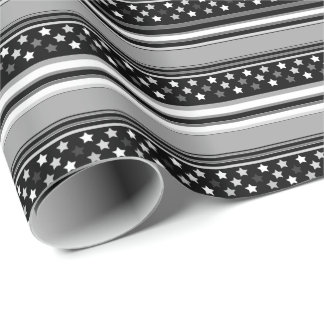 Gestreiftes Muster horizontal mit Sternen Geschenkpapier