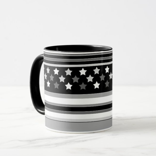 Gestreiftes Muster horizontal mit Sternen Tasse (Vorderseite Links)