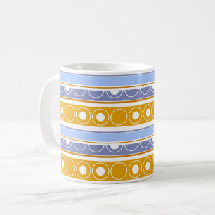 Gestreiftes Muster mit Kreisen und Ringen im Retro Kaffeetasse