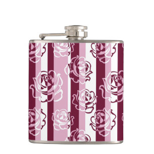 Gestreiftes Muster mit Rosen Flachmann