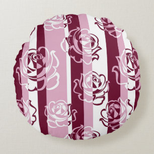 Gestreiftes Muster mit Rosen Rundes Kissen