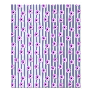 Gestreiftes Muster mit violetten Gänseblümchen Fotodruck