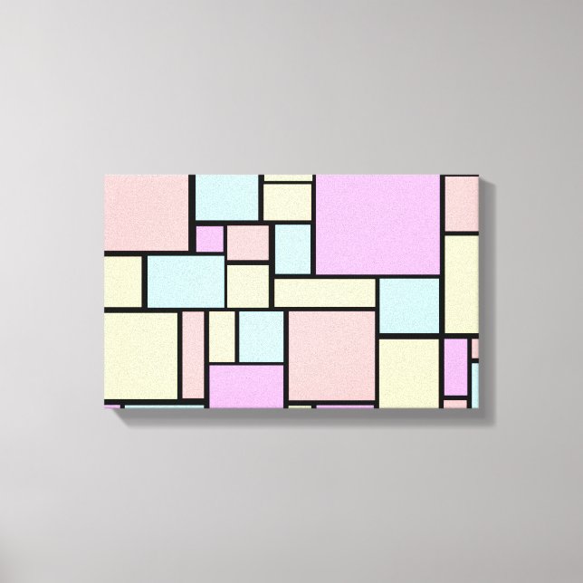 Gestreiftes Rechteck in Pastellfarben, gewickelt L Leinwanddruck (Vorderseite)