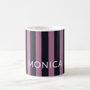 gestreiftes Rosa   individuelle Name Kaffeetasse