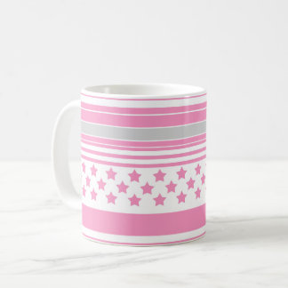 Gestreiftes rosa Muster mit Sternen Kaffeetasse