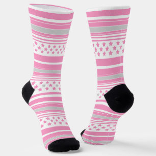 Gestreiftes rosa Muster mit Sternen Socken