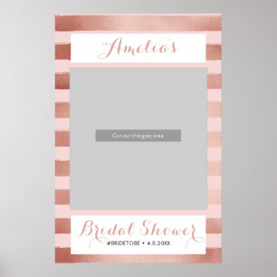 Gestreiftes Rosen-Gold-Fotoautomaten-Requisiten-Po Poster