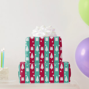 Gestreiftes Weihnachtsbaum-Geschenkpapier Geschenkpapier
