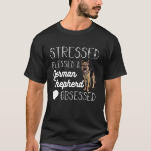 Gestresst Gesegnet und Deutsch Langhaar Besessen D T-Shirt