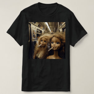Gestresste Puppe raucht Lustige Puppen-Gesicht-Mem T-Shirt