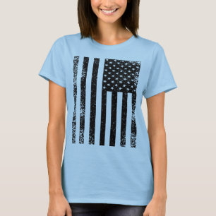 Gestresste schwarz-weiße amerikanische Flagge T-Shirt