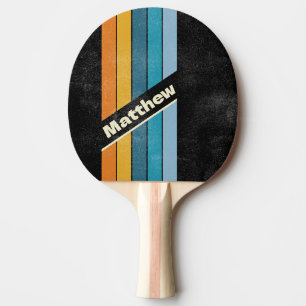 Gestresste schwarze Regenbogen-Pin-Streifendesign Tischtennis Schläger
